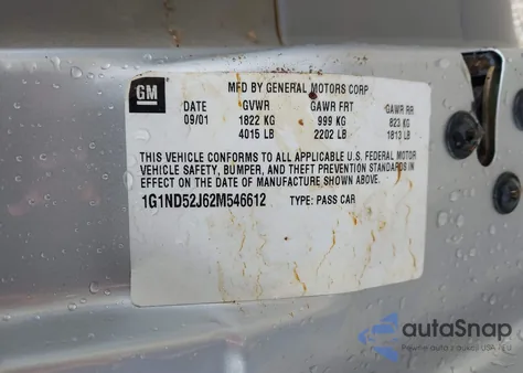 2002 Chevrolet Malibu из США, поврежденный, VIN 1G1ND52J62M546612